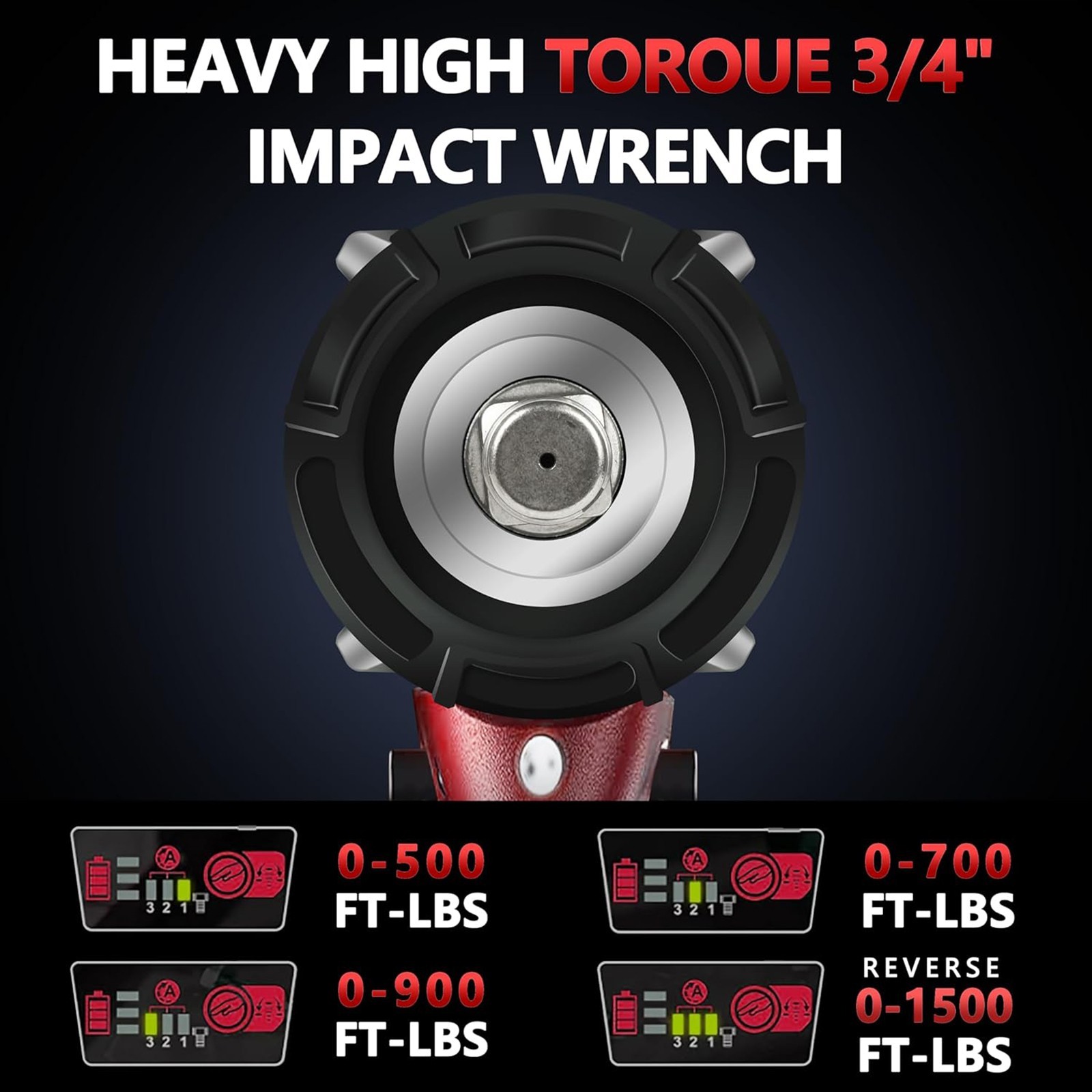 Cordless Impact Wrench 3/4 inch1500FT-LBS For Milwaukee 18V Battery (No Battery)