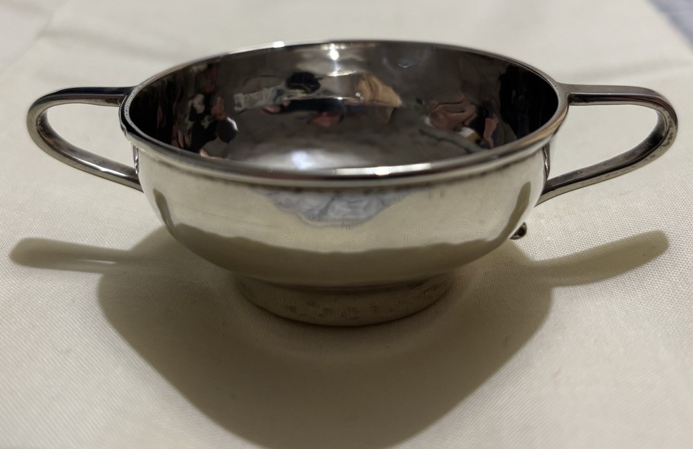 A E Jones Solid Silver Quaich, Two Handled Bowl, Arts And Crafts Movement 1918
