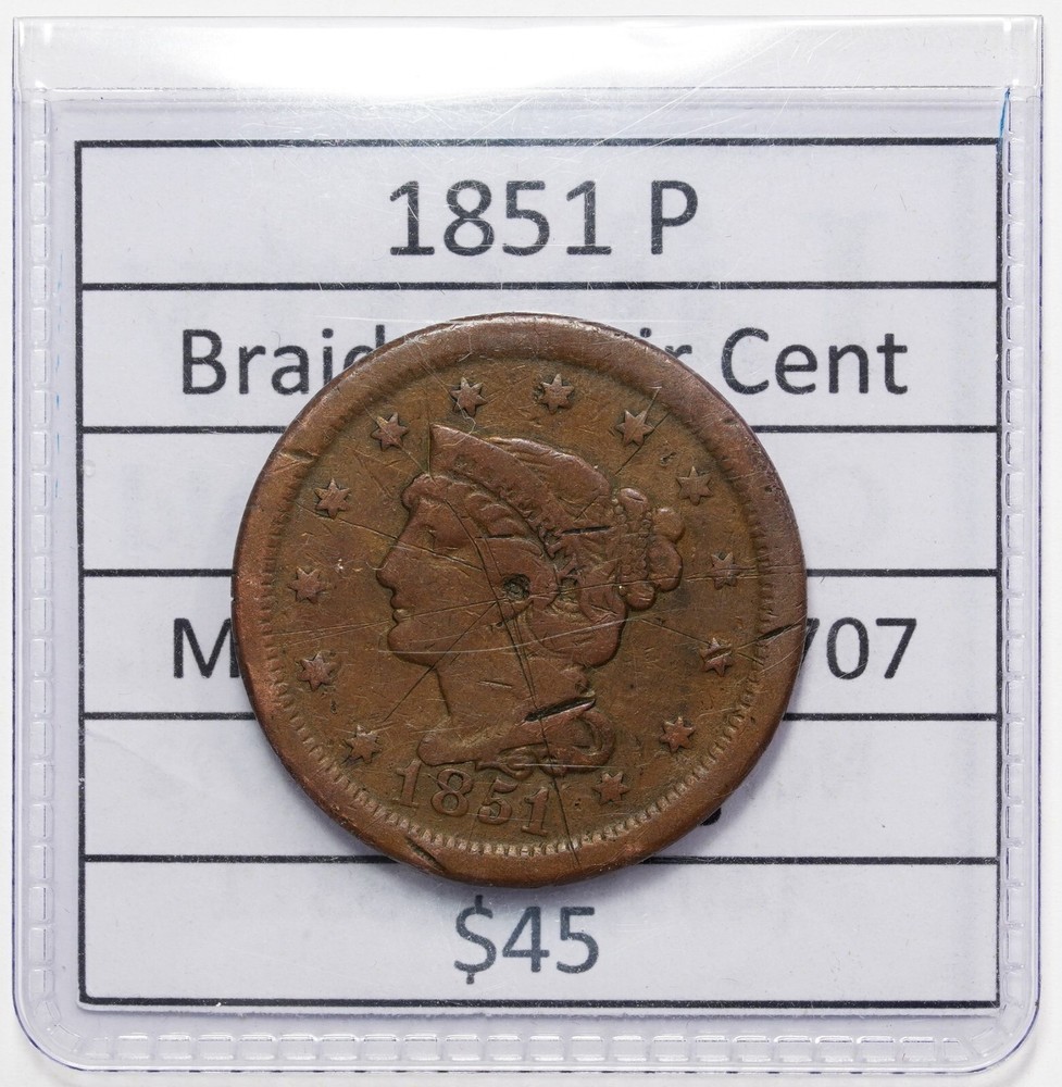 1851 Braided Hair Large Cent