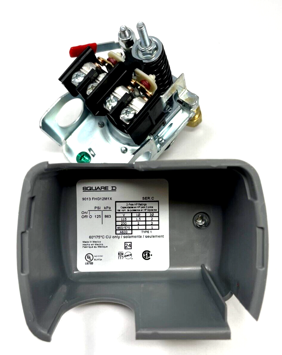 Square D Air Compressor Pressure Switch 95 On-125 Psi Off 9013FHG12J52M1X