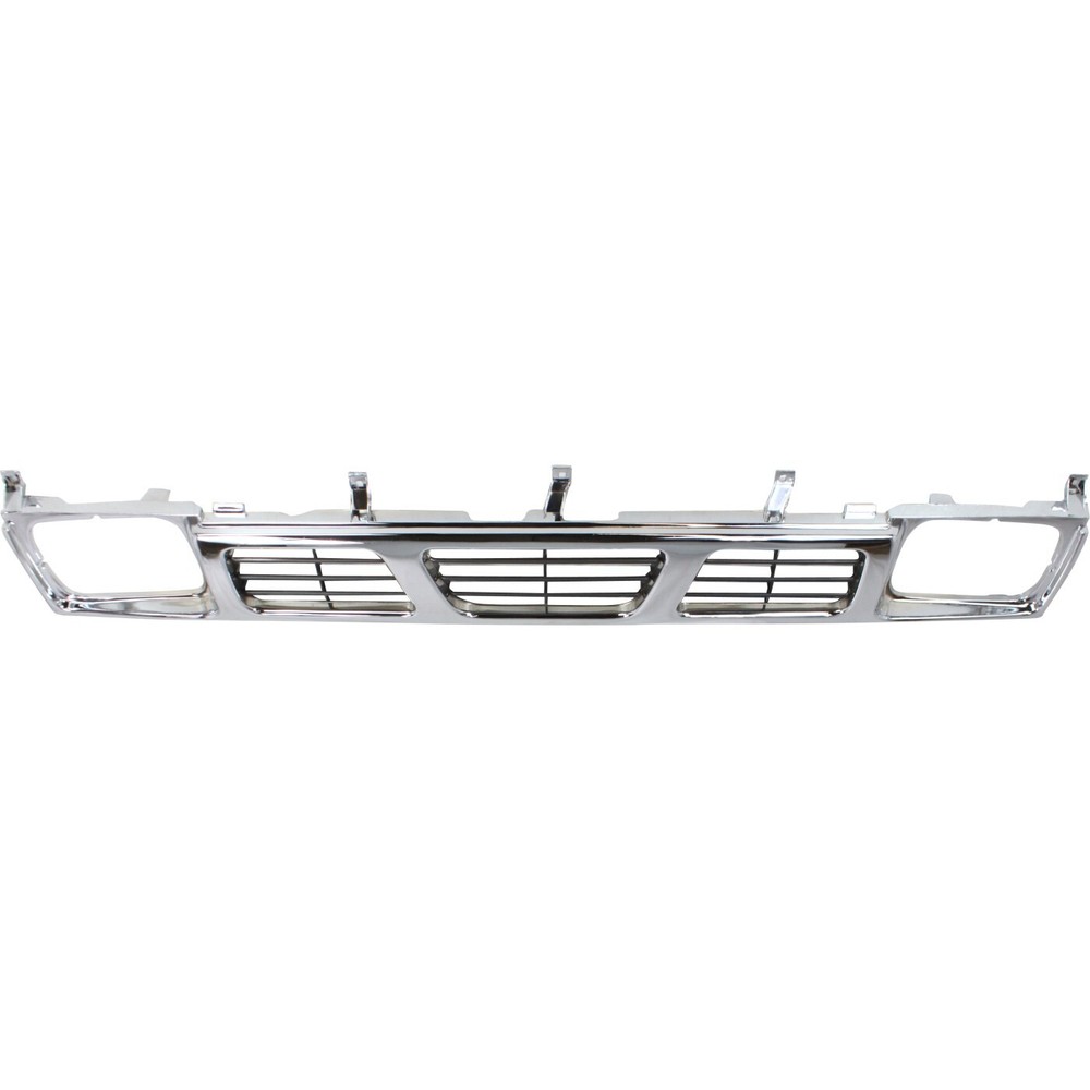 Grille For 93-97 Nissan Pickup Chrome Shell w/ Gray Insert Plastic