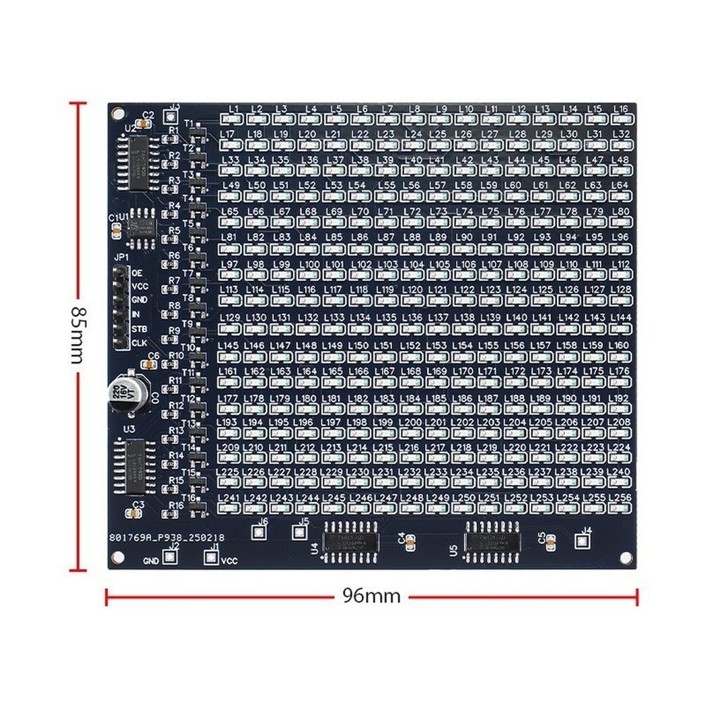 16x16 LED Kit with Pre-Programmed Microcontroller and 300 for SMD Parts