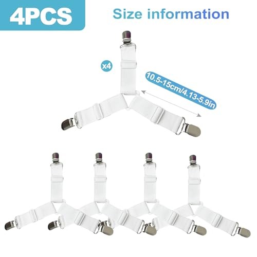 CoguZed 4 Pack Adjustable Bed Sheet Clips, Heavy Duty Triangle Sheet