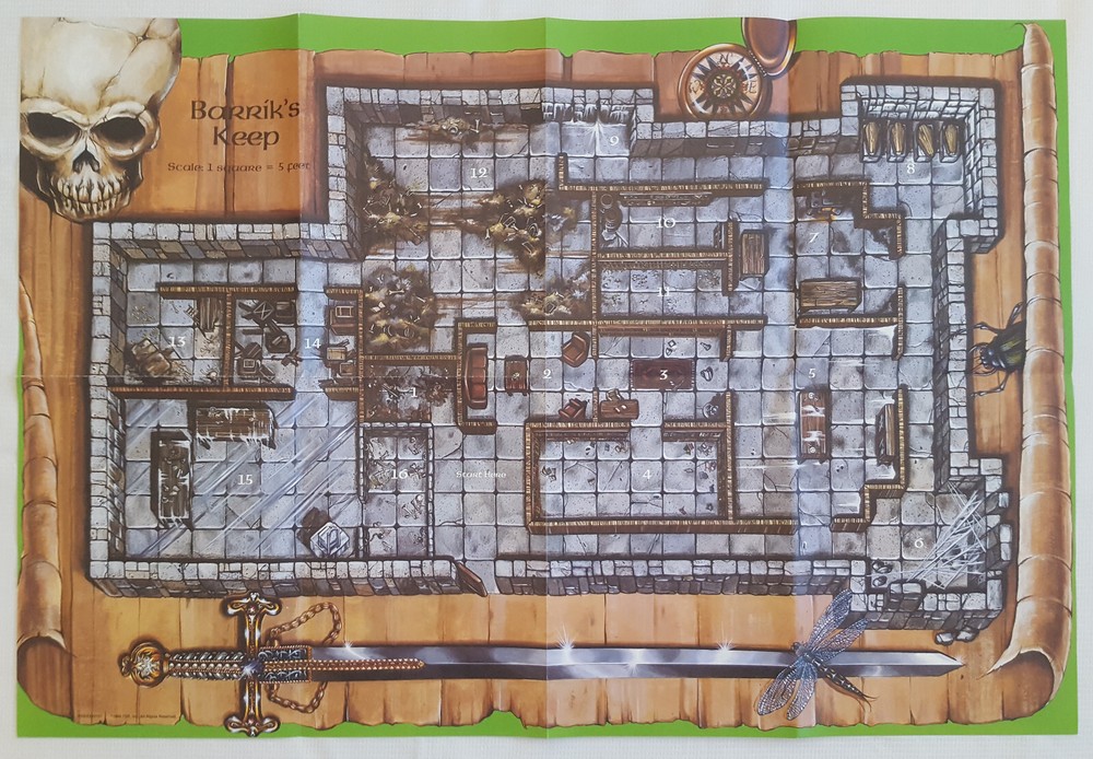 POSTER MAP FOR QUEST FOR THE SILVER SWORD MODULE DUNGEONS & DRAGONS TSR