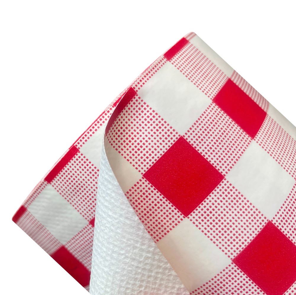Red Plaid Premium Plastic Vinyl Table Cover Tablecloth Protector - Sold Folded