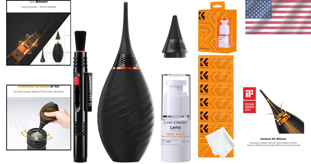 Advanced Camera Cleaning Kit: 10 Tools Including Air Blower & 15ml Cleaner