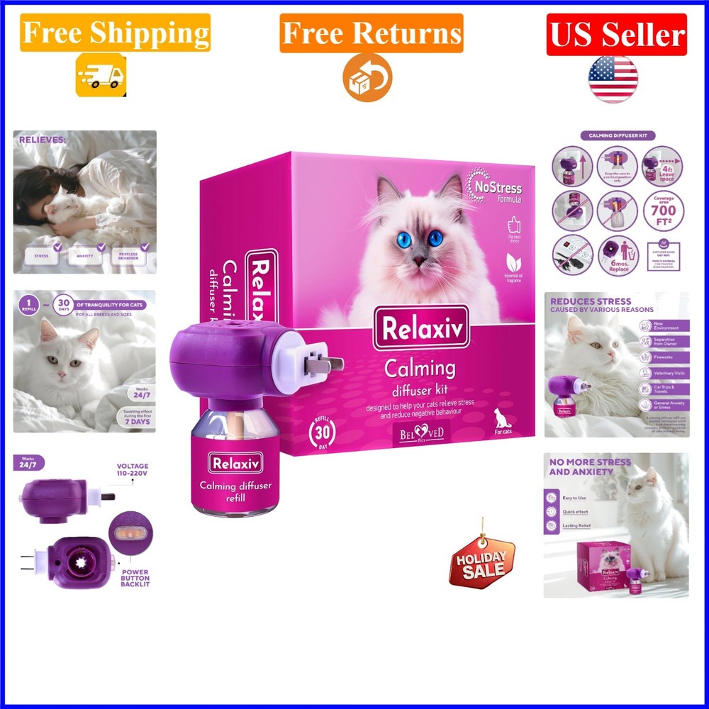 Relaxivet Calming Pheromone Diffuser for Cats & Dogs, 1 Diffuser + Refill
