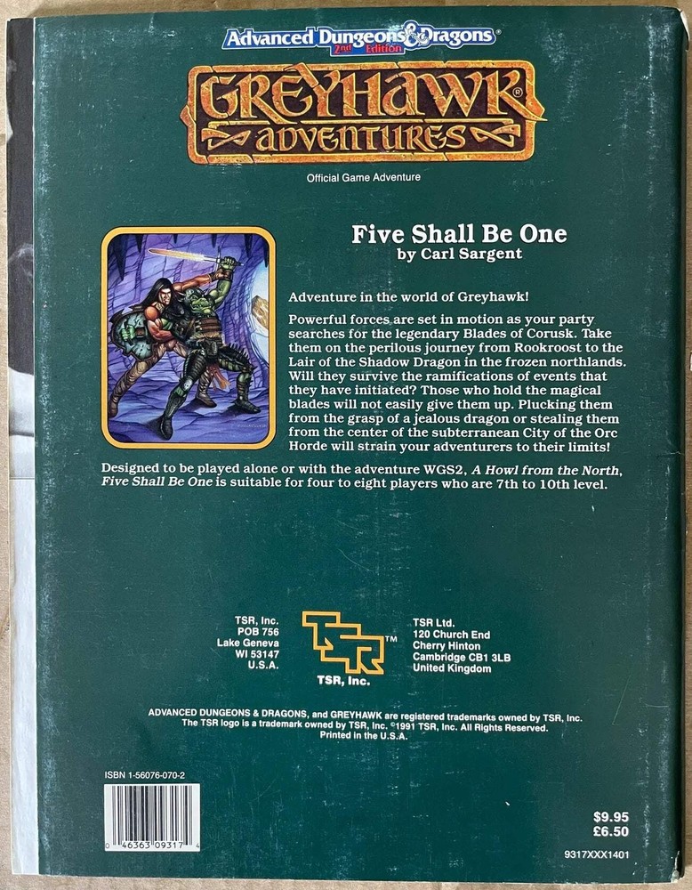 Five Shall Be One Greyhawk Adventures WGS1 9317 AD&D 2e