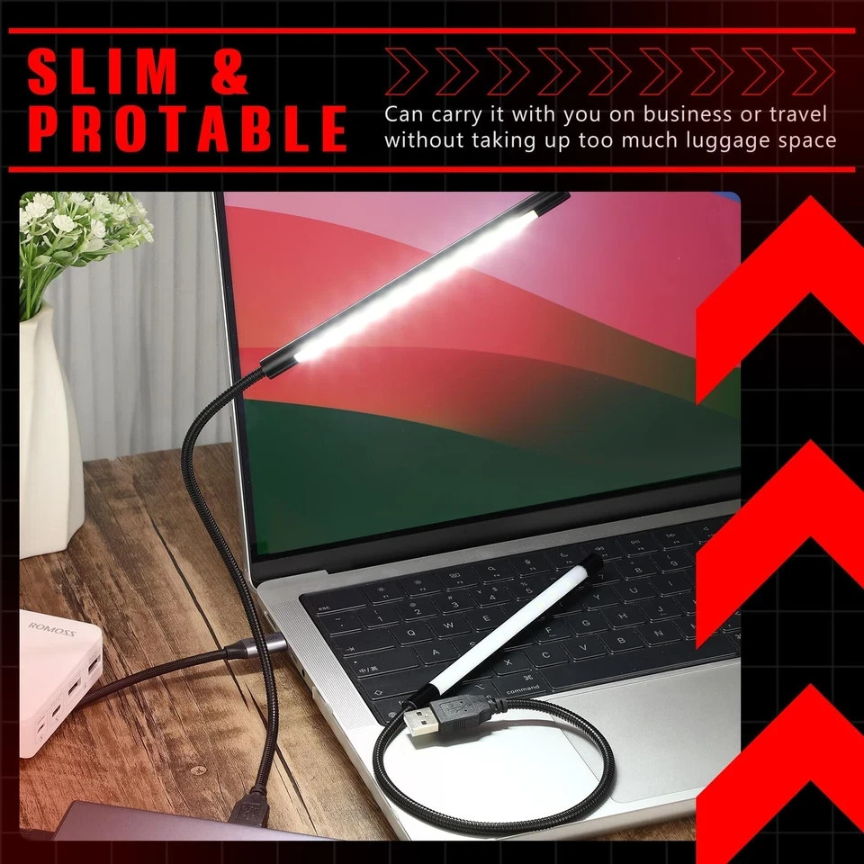 Mudder Portable USB Flexible Stick Dimmable Touch Switch LED White Light Lamp