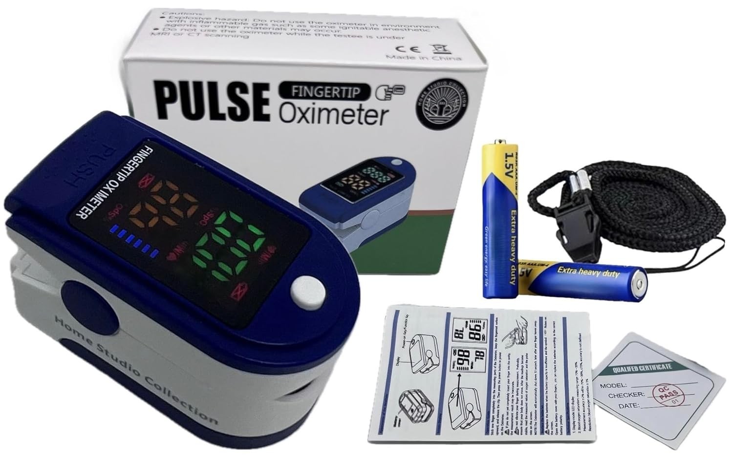 Finger Tip Pulse Oximeter LED Blood Glucose Meter For Hospital Household NEW