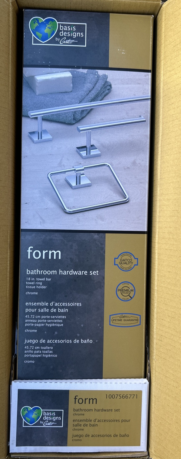 Gatco Form 3 Piece Bath Hardware Set Chrome 5338 New