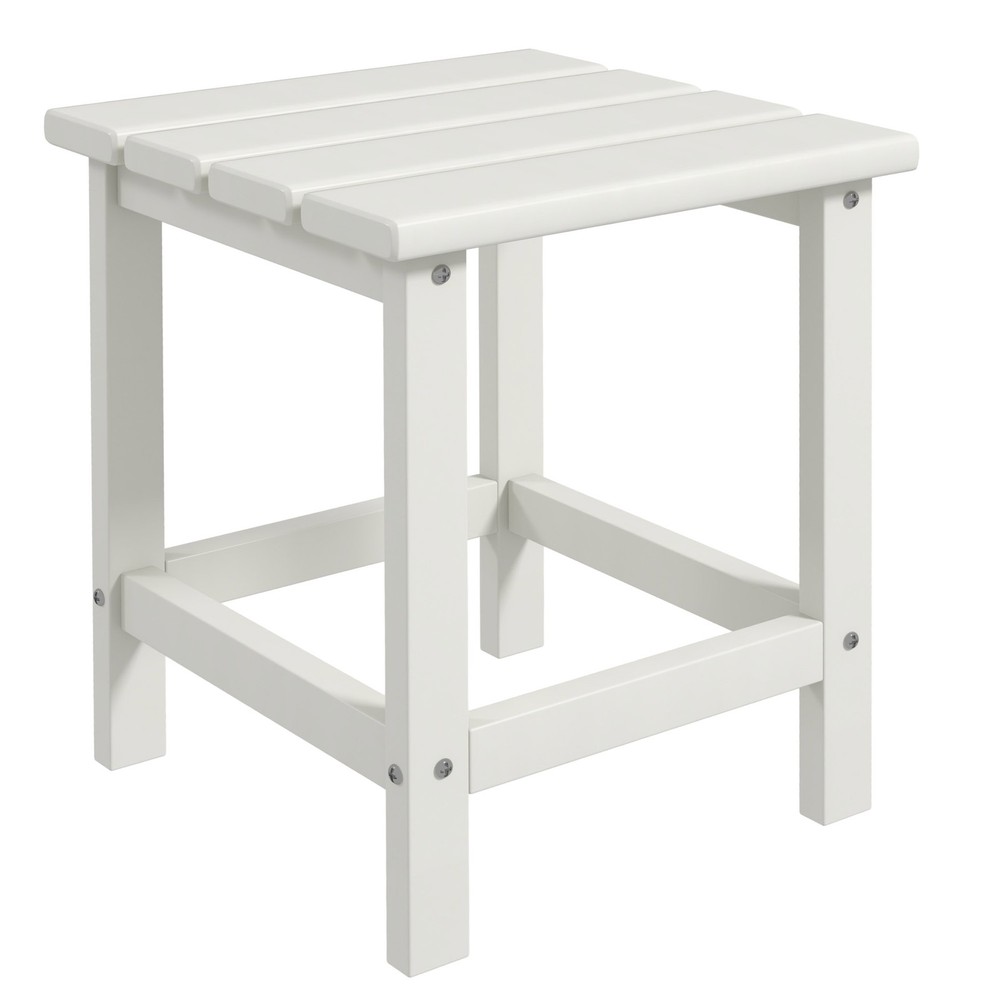Patio Side Table, Outdoor Plastic End Table for Backyard Deck Lawn, White