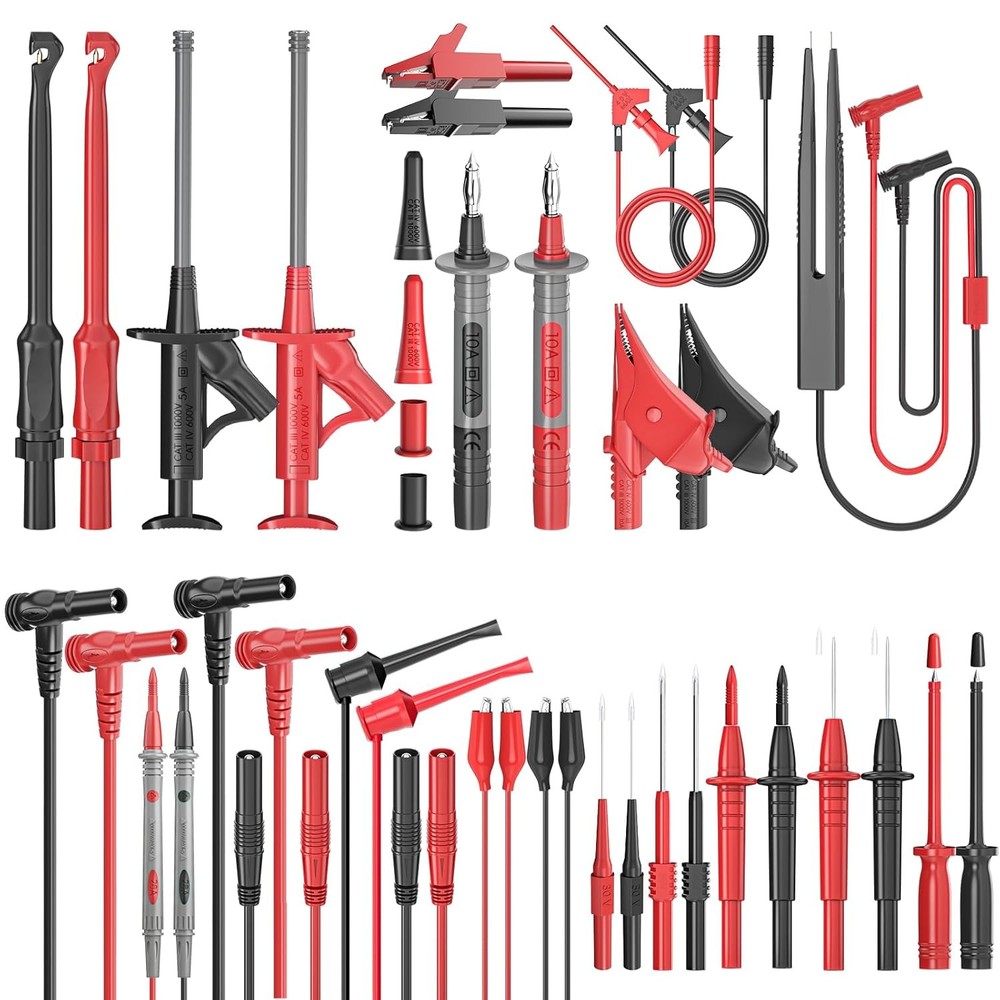 25PCS Silicone Multimeter Test Leads Kit W/ Replaceable Wire Piercing Probes Set