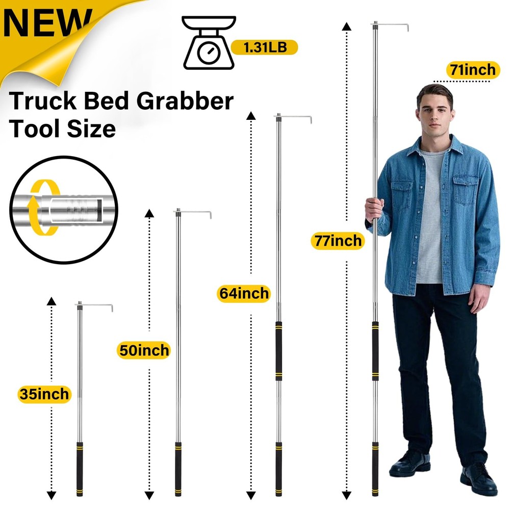 Trunk Bed Cargo Retrieval Hook Telescoping Cargo Grabber Reach Retrieval Tool