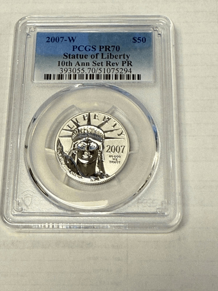 2007 $50 Reverse Proof Platinum Eagle PCGS PR 70