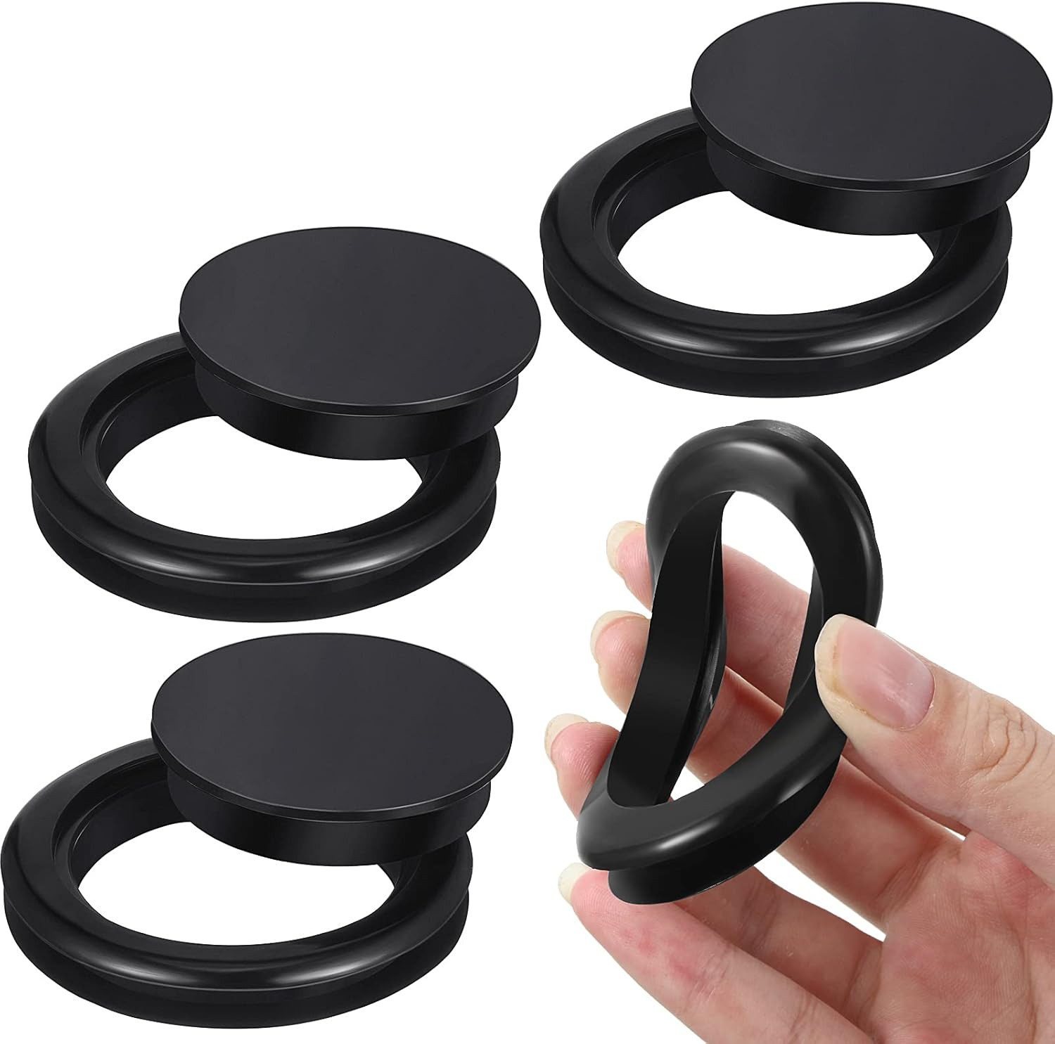 4 Pieces Silicone Patio Table Umbrella Hole Ring Plug and Cap Set for Glass Outd