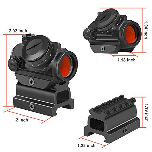 RDS-22 2 MOA Red Dot Sight Compact Red Dot Scope 1 x RDS-22 With 0.83” Riser