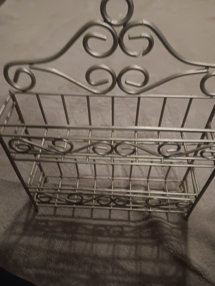 Silver Metal Wall Mounted 2-Tier Spice Rack Rectangular 12 Inch