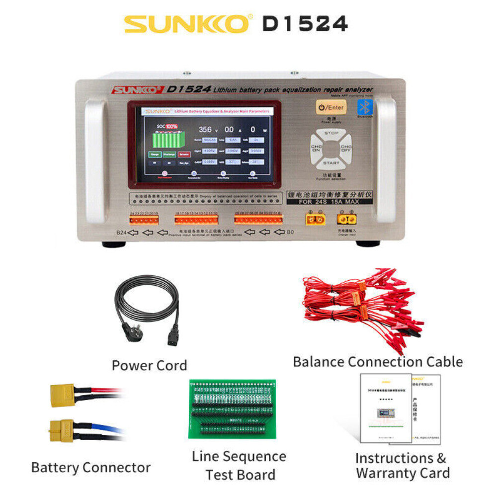 SUNKKO D1524 15A Battery Equalizer Analyzer Bluetooth Control Car Repair