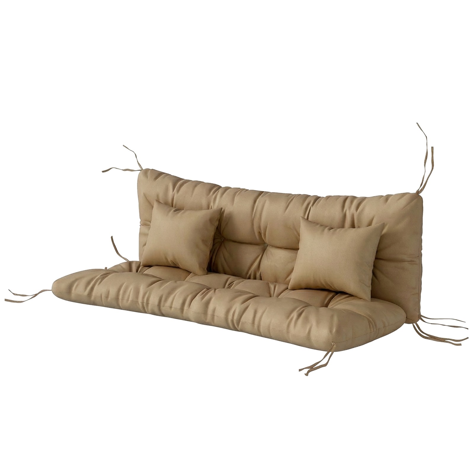 Indoor Outdoor Chair Cushions with Back, Pillows, Ties, for Garden, khaki