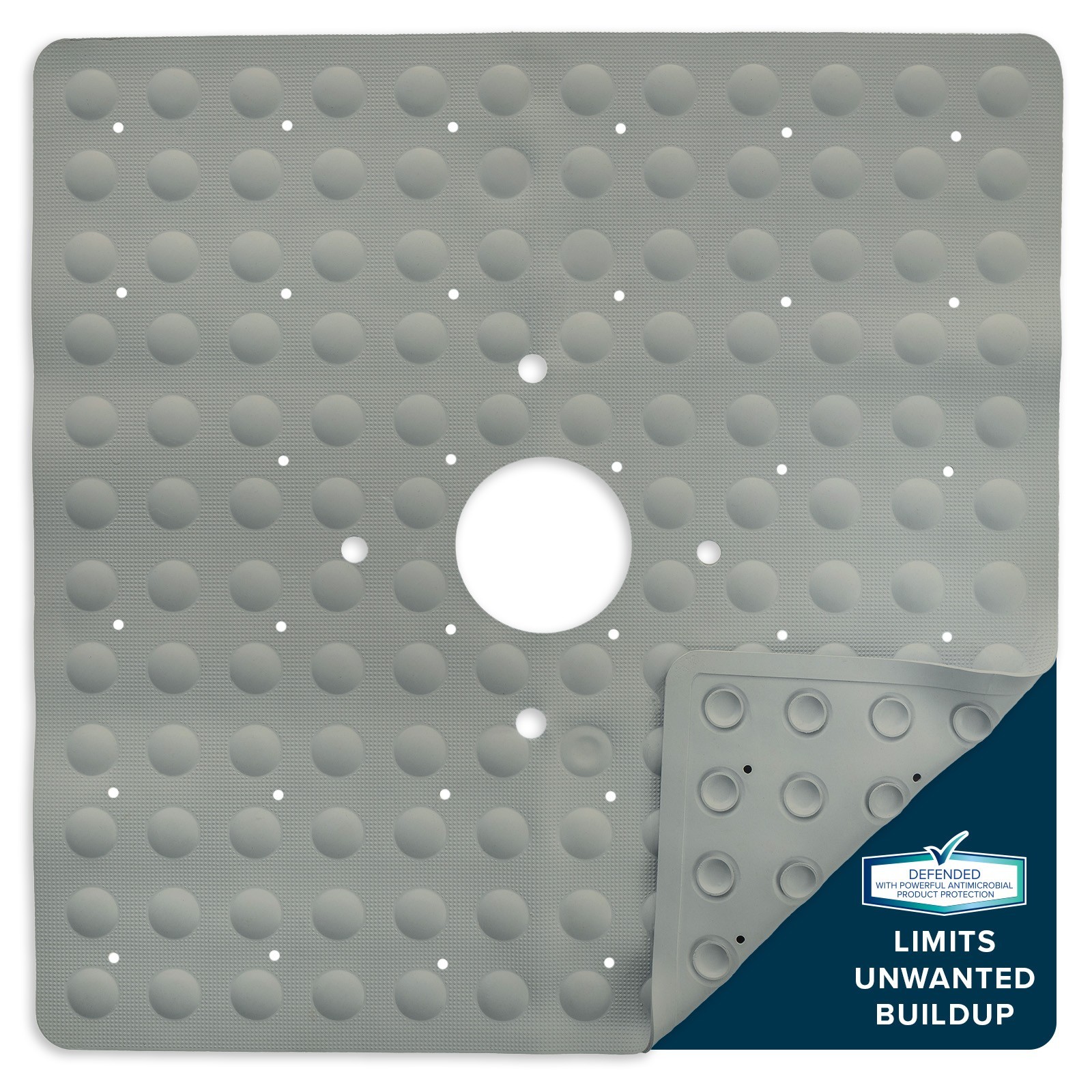 Tan Safety Shower Mat: In-Tub Mildew Resistant Suction Cup Rubber Shower Mat