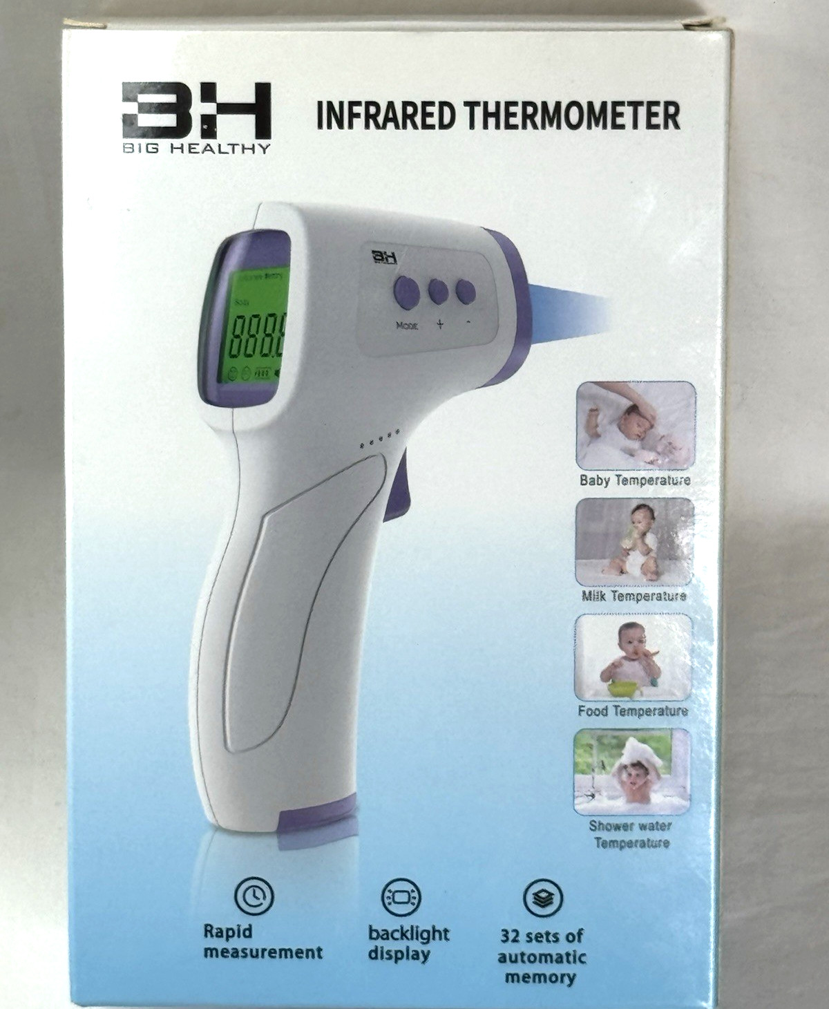 NIB BH Big Healthy Infrared Thermometer No Contact HZK-801