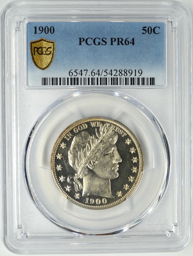 1900 BARBER HALF DOLLAR 50C PCGS PR 64