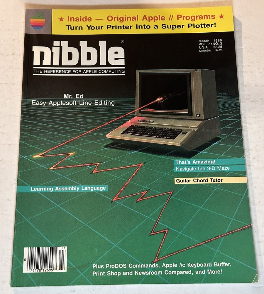 March 1986 Nibble Magazine Super Plotter Mr. Ed. ProDOS Keyboard Buffer Vintage