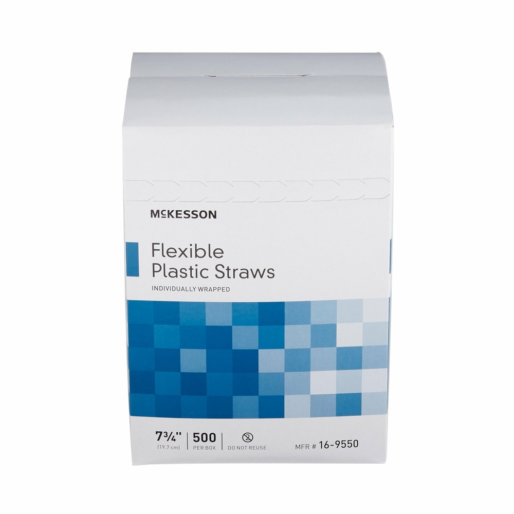 McKesson Disposable Flexible Drinking Straw White Plastic 500 Ct 16-9550
