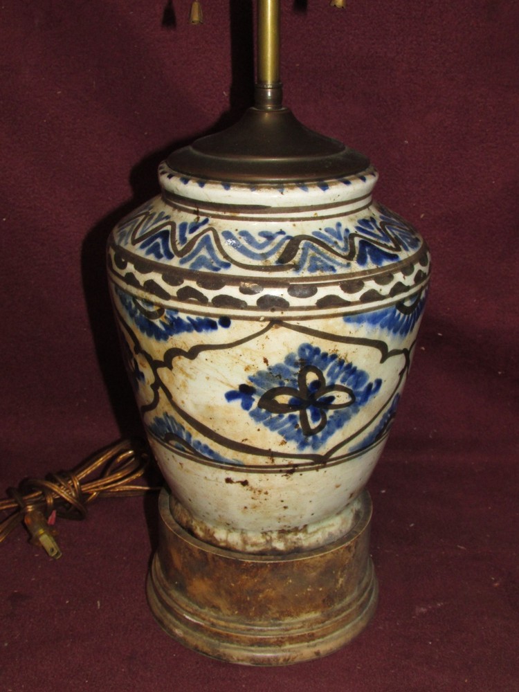 Antique Persian or Middle Eastern Ceramic Vase Mounted as Lamp