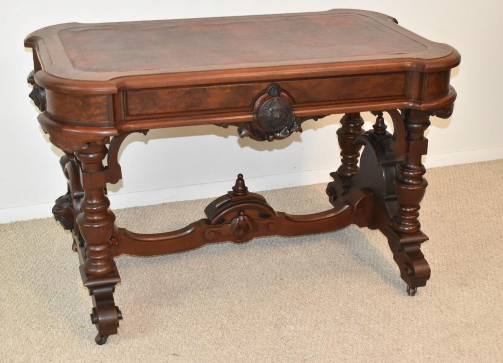 Victorian Walnut Library Table Belter Style
