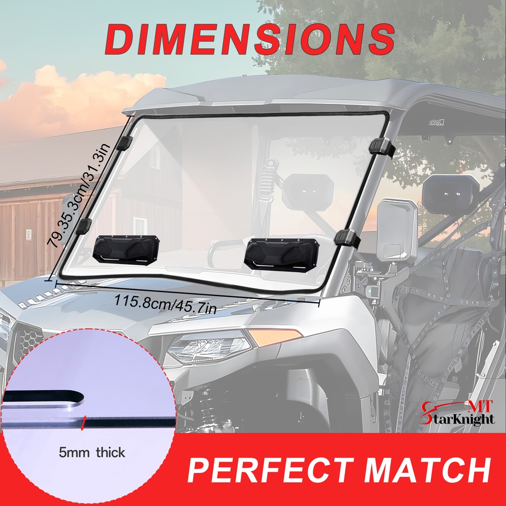 For CFMOTO UForce 600 2021-2025 Front Window Scratch-resistant Vented Windshield