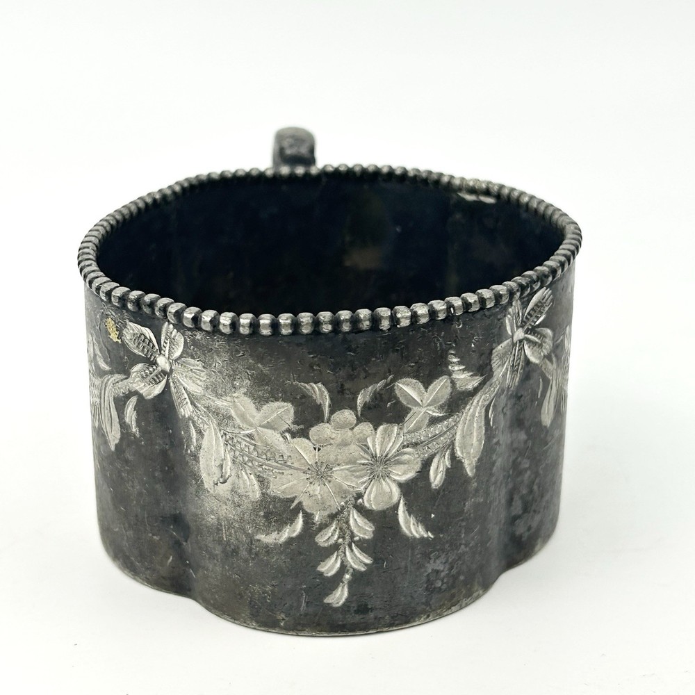 Antique Rockford Silver Plate Quatrefoil Etched Small Cup #3211