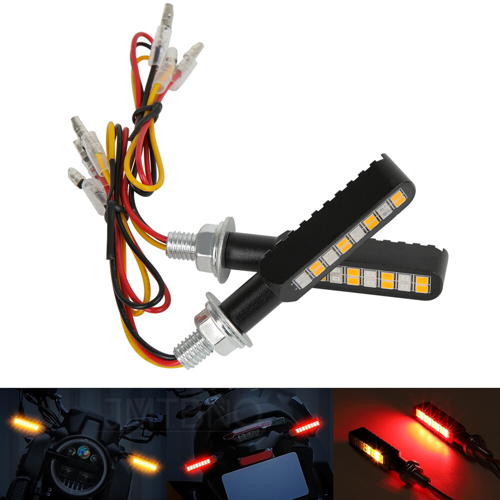 Motorcycle LED Turn Signal Light Sequential Flowing Amber Red Tail Light Blinker