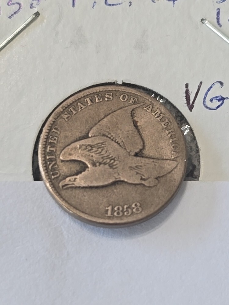 1858 Flying Eagle Penny Cent SL VG+ / VG Cleaned