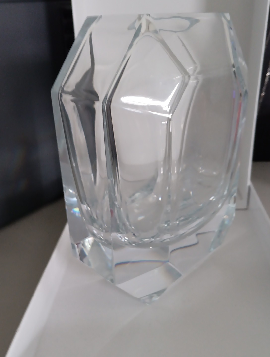 Baccarat Octagon Vase Clear New