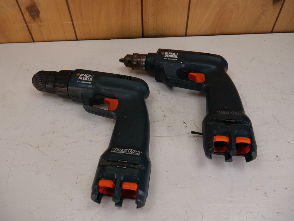 PAIR 2 Black & Decker VersaPak  7.2V Variable Speed Drills TESTED