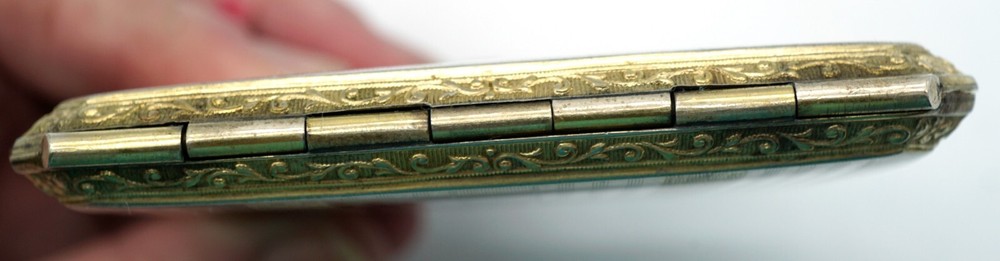 Antique Sterling Silver & Glit Engine Turned Design Cigarette Case