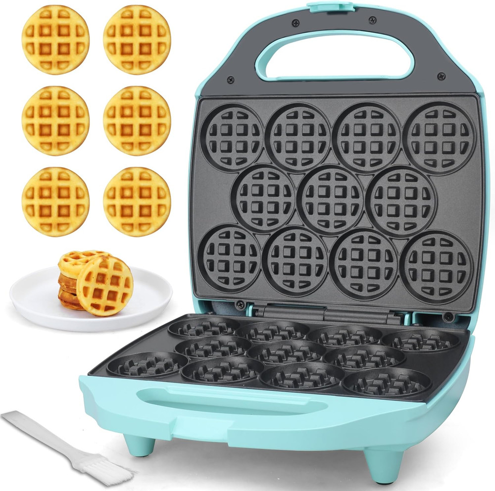 , Bite-Size Mini Waffle Maker for Kids & Adults, Small Waffle Maker Mini Belgian