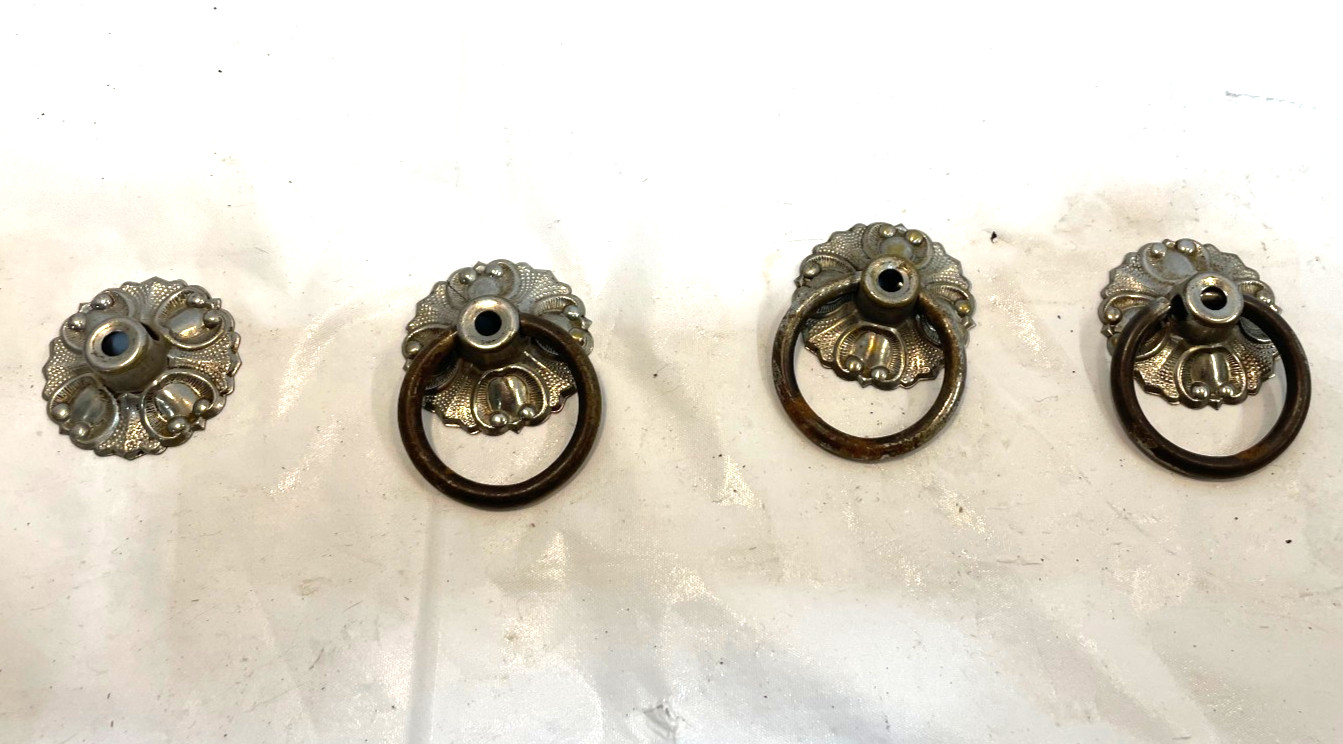 Antique Ornate Metal Victorian Antique Drawer Pulls Cabinet Handles - Lot of 3