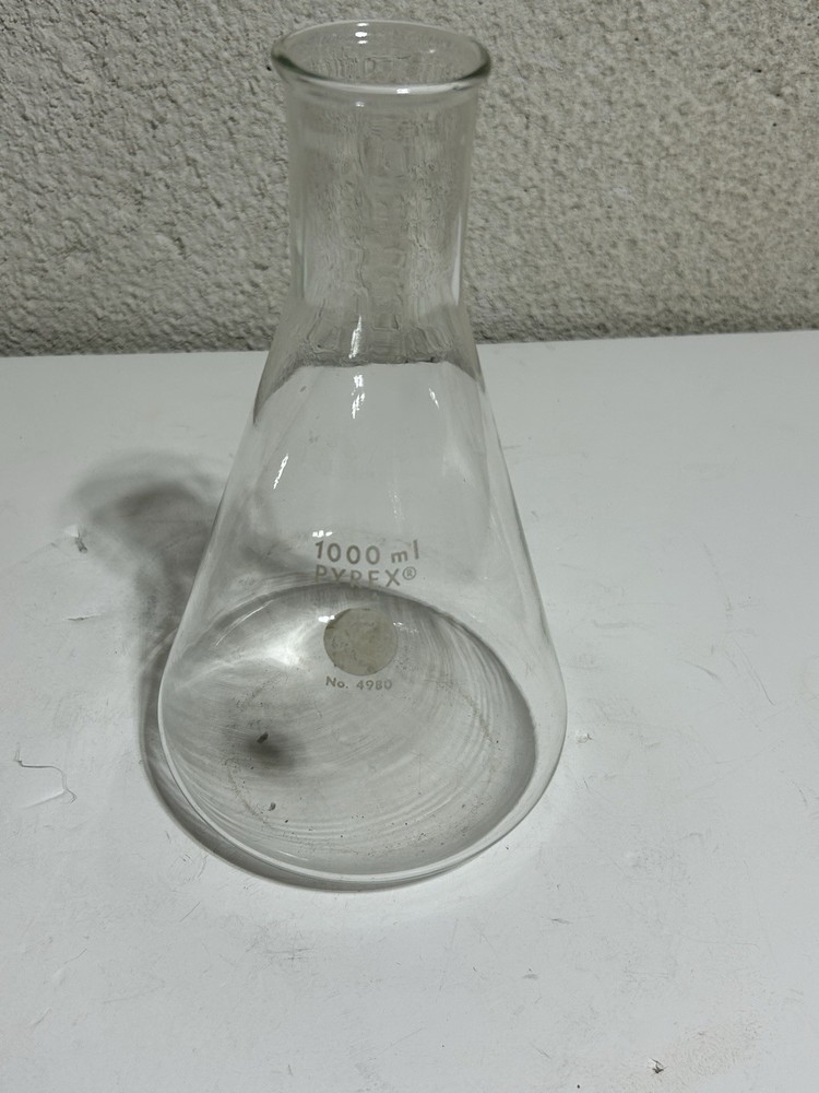 Pyrex 1000ml No 4980 Graduated Erlenmeyer Flask Beaker