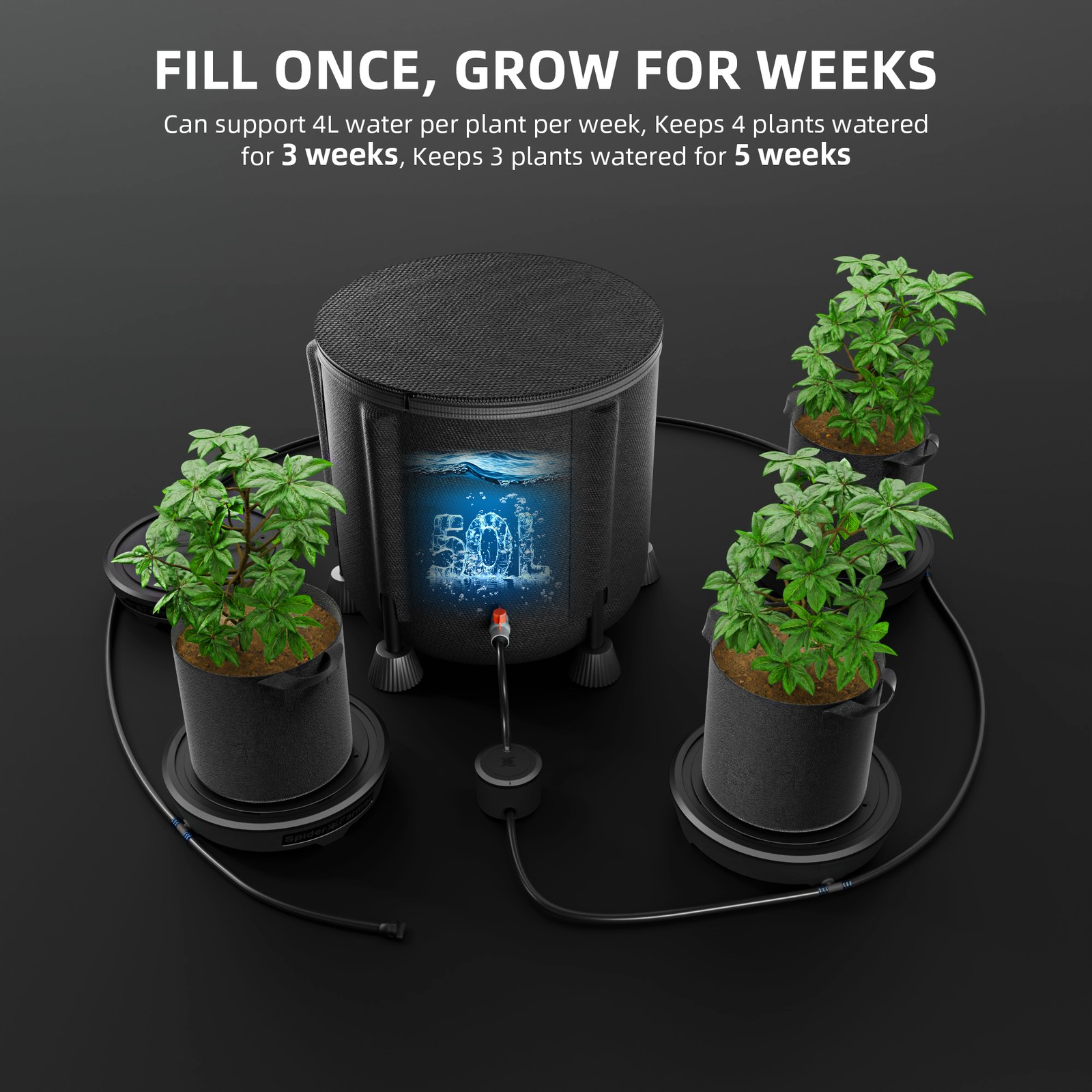 Spider Farmer 4 Pack Self-watering System Kits For Use In Indoor Grow Tents