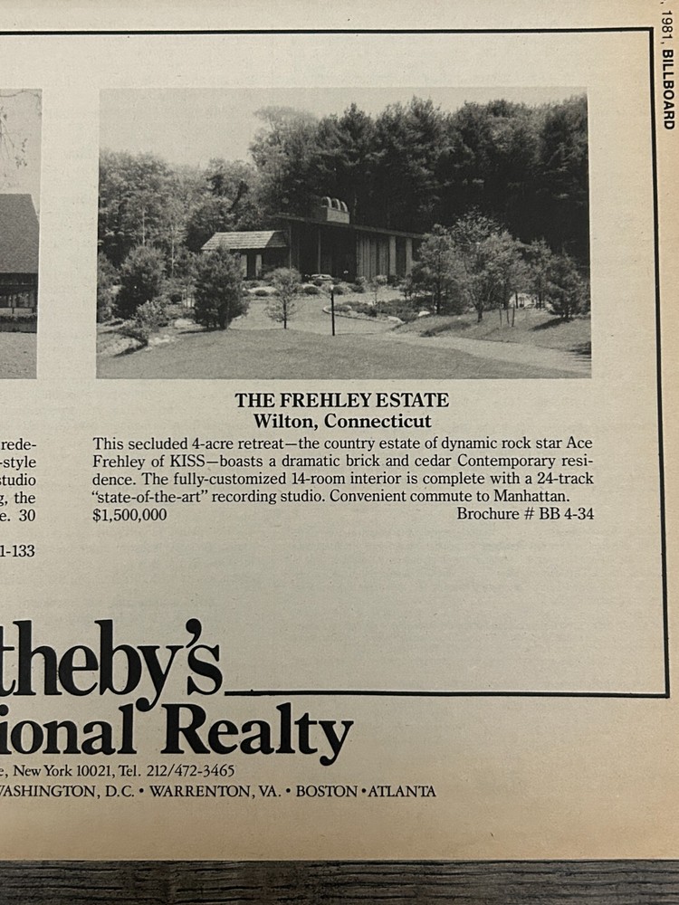 KISS Ad Advert ACE FREHLEY Home Ace In The Hole Studio 1981 Vintage Kiss Aucoin