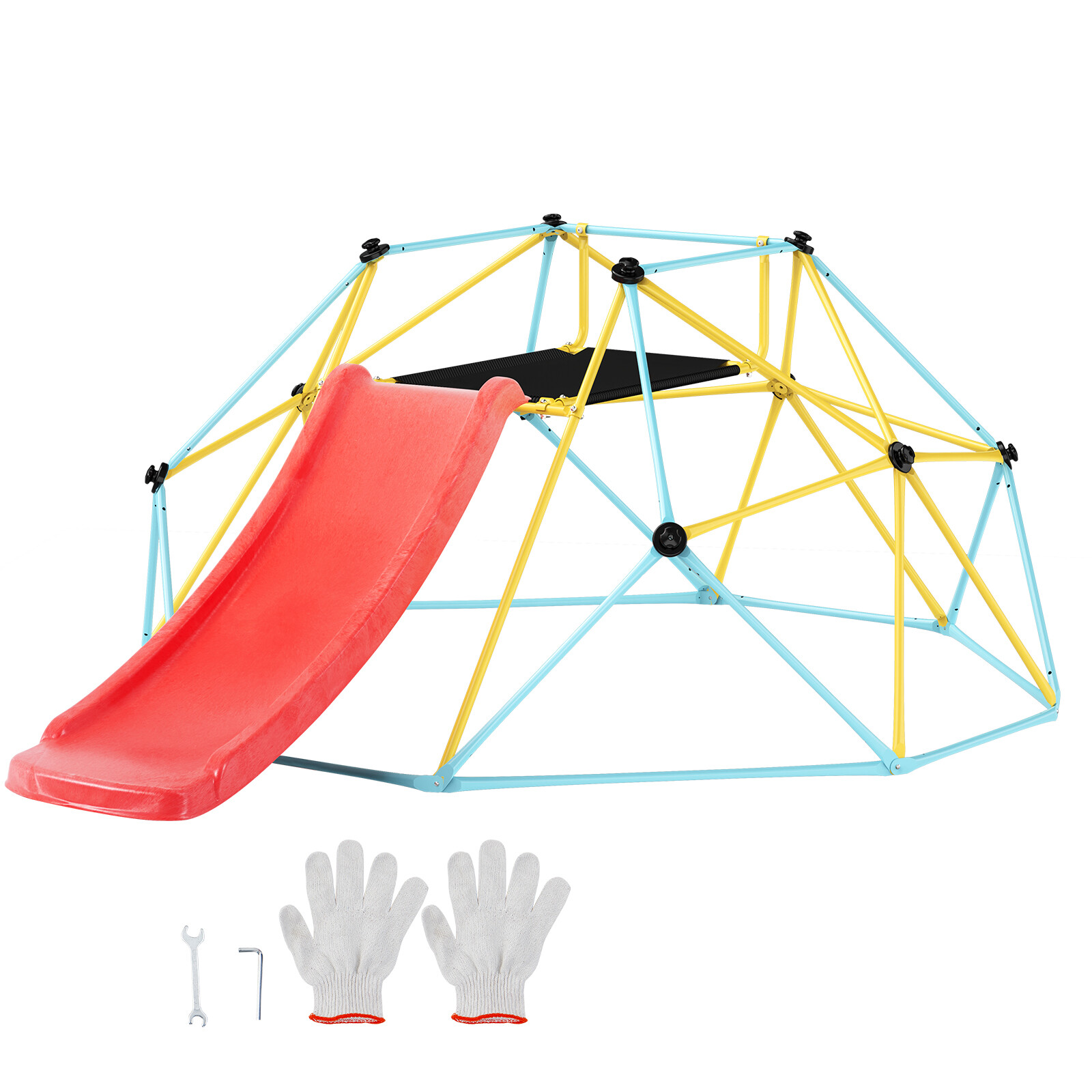 VEVOR Climbing Dome 8FT Geometric Dome Climber with Slide Jungle Gym 3-9 Years