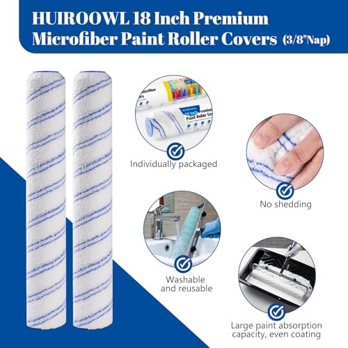 18 Inch Microfiber Paint Roller Covers (2 18 Inch Paint Roller Kit, 2 Pack