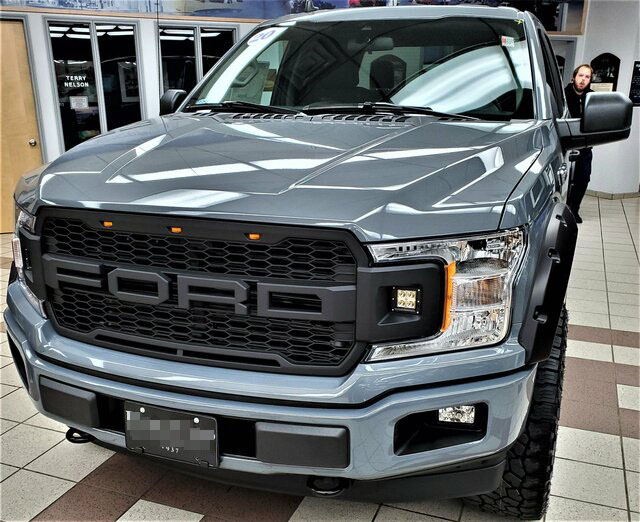 For Ford F150 Grill 2018 2019 2020 Raptor Style Front Grille W/LED Matte Black