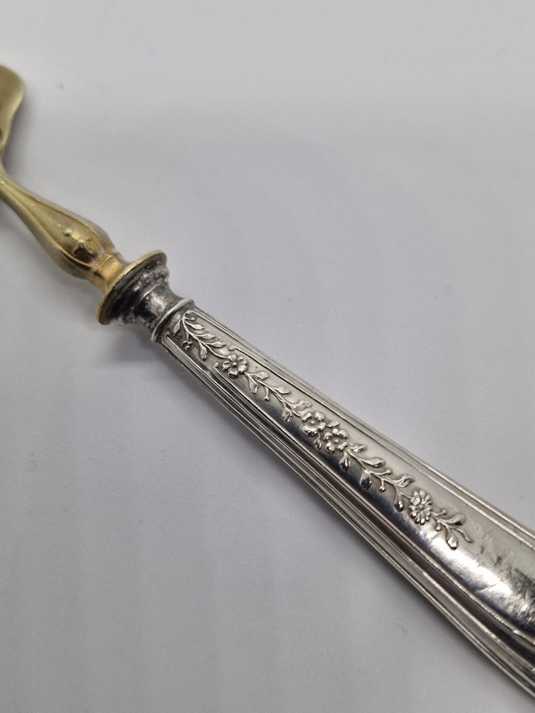 Vintage Antique brass fork with silver handle