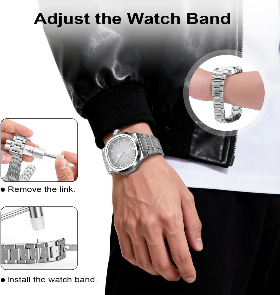 Solid Watch Link Removal Kit, Tools to Adjust and Remove Bracelets，Watch Strap