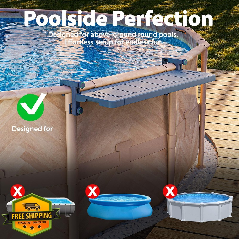 POOLHACKER Poolside Bar Swim Up Table Phantom Gray for Round Pools