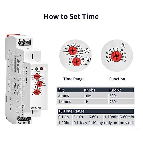 16A Multifunction Time Relay with 10 Function Choices GRT8-M1,AC/DC12V~240V